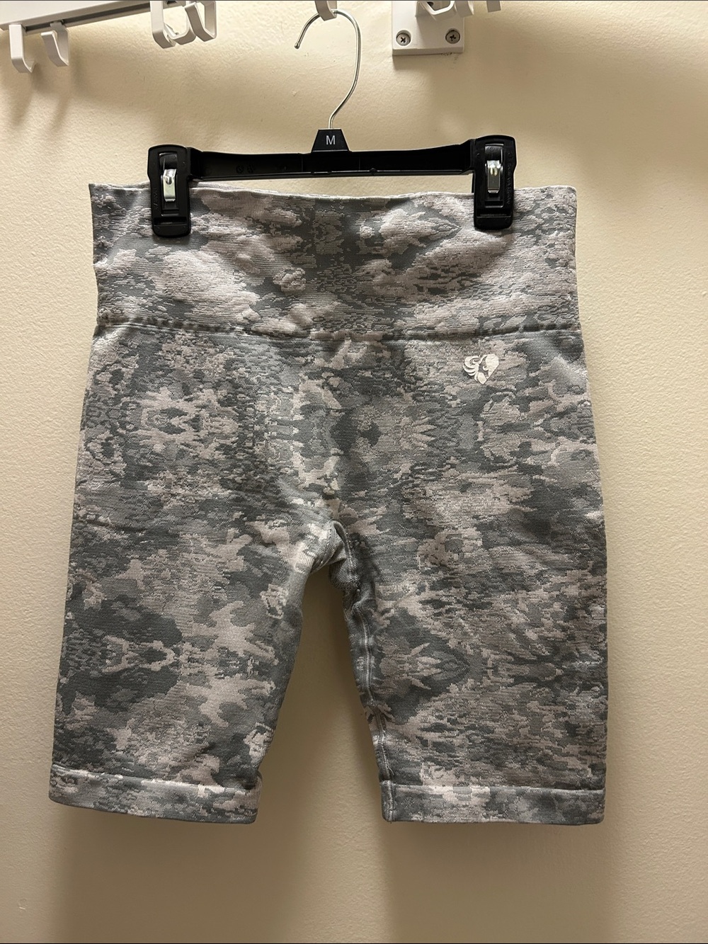 High-Rise Gray Camo Women’s Bike Shorts